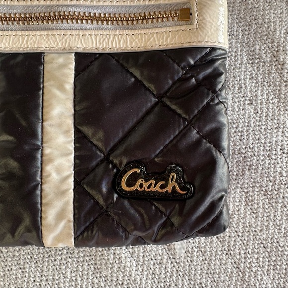 Coach Poppy Quilted Black and Cream Crossbody Bag - Picture 3 of 8